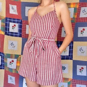Hollister Red & White Striped Romper